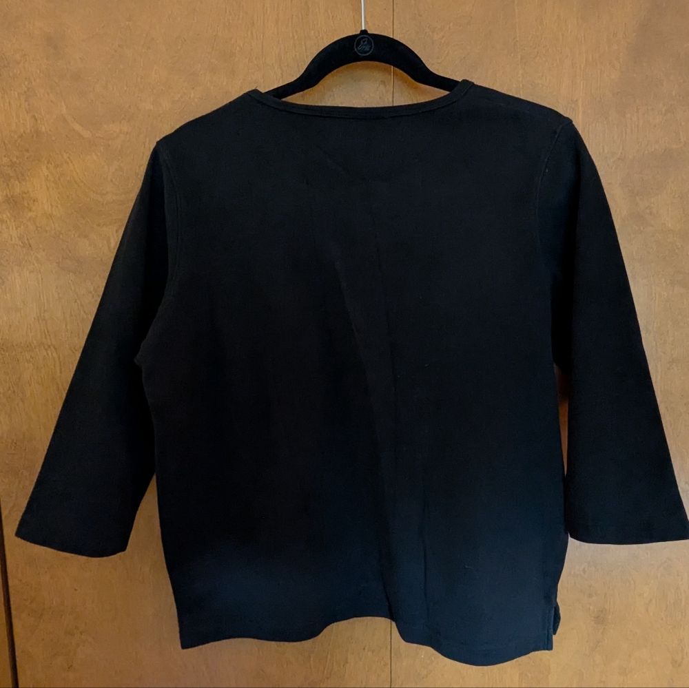 Christine Alexander, Large 3/4 sleeve, Black Top with Bling - Picture 3 of 6